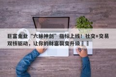 巨富金业“六脉神剑”指标上线！社交+交易双核驱动，让你的财富裂变升级​